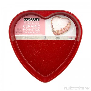 casaWare Ceramic Coated NonStick 11-Inch Heart Pan Red Granite - B07BHJT6H5